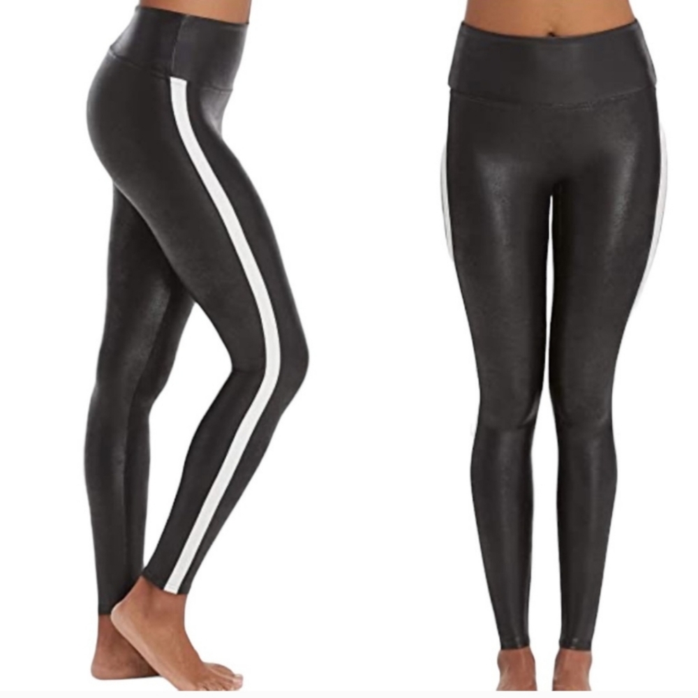 Spanx Faux Leather Side Stripe Leggings